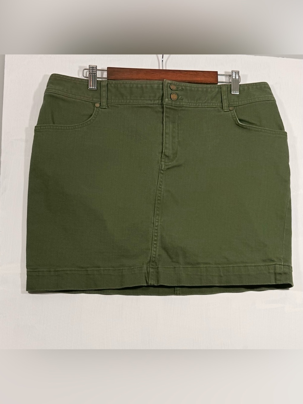 Chaps Olive Utility Mini Skirt
